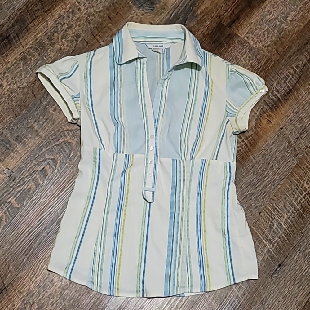 Gently Loved boho shirt half button hippie style size small by Zara basic cute